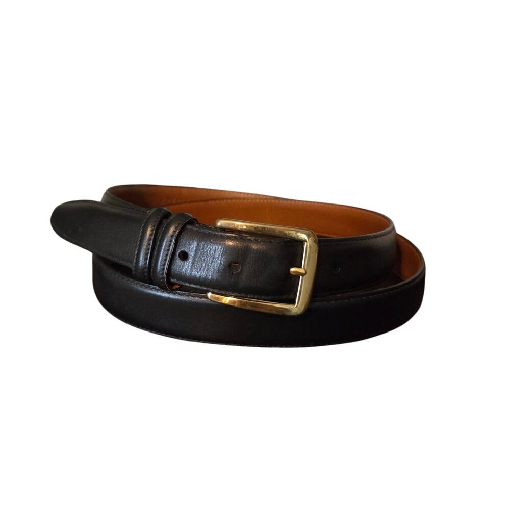 Allen Edmonds 1" leather black custom calf solid brass square buckle 46